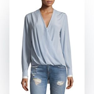 RAG & BONE Victor Surplice Lillac Silk Blouse Size XS